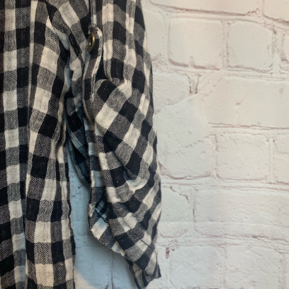 Kyla Seo x Athleta Black and White Checkered Tunic with Floral Embroidery Size M - Picture 5 of 6